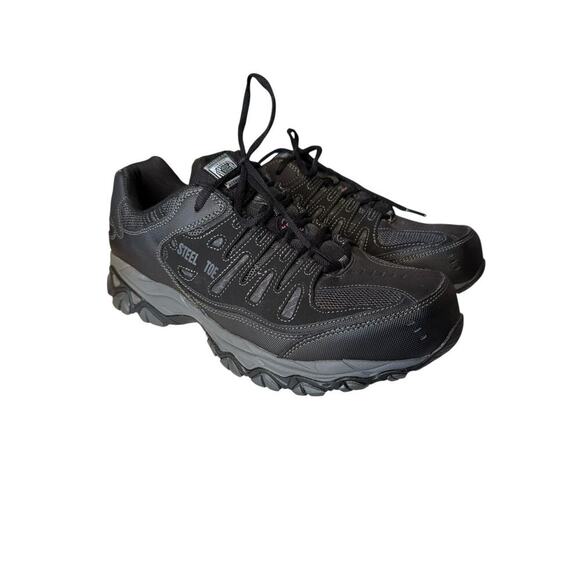 Skechers NEW Cankton Steel Toe Work Sneakers 12 Black Safety Low 77055 - Picture 1 of 7